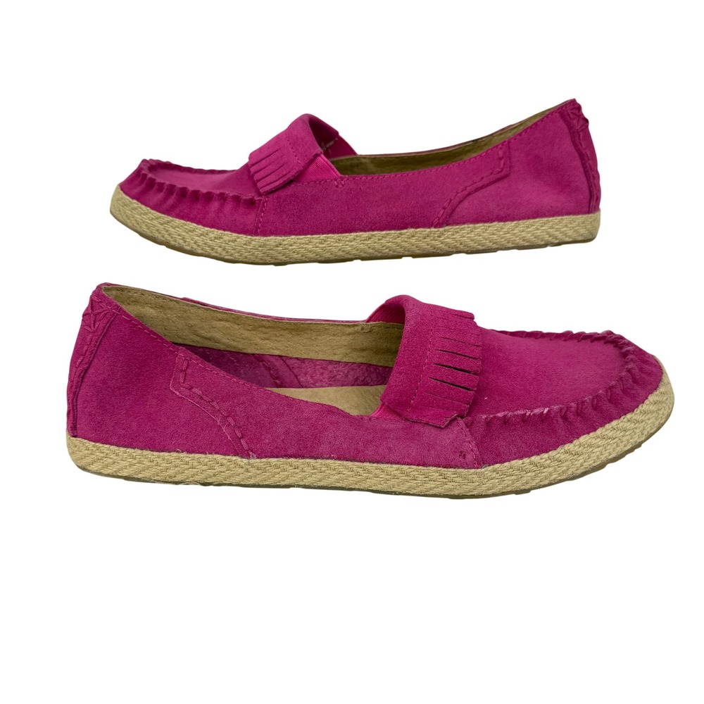 UGG Australia Espadrille Loafers Girls 5 Pink Suede Fringe Moccasin Flat Slip On